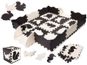 Puzzle piankowe mata / kojec dla dzieci 25el. czarno-białe