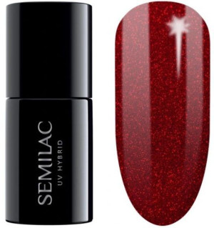 Semilac lakier hybrydowy 347 Pretty Red Glitter 7ml