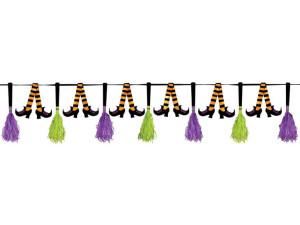 Baner z pomponami na Halloween - 1 szt.