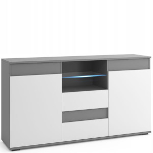Komoda RTV duża szafka opcja LED 160cm-Biały front. M5-BSZ