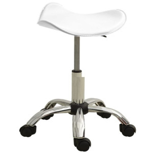 Taboret kosmetyczny, biały, sztuczna skóra