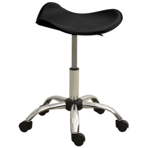 Taboret kosmetyczny, czarny, sztuczna skóra