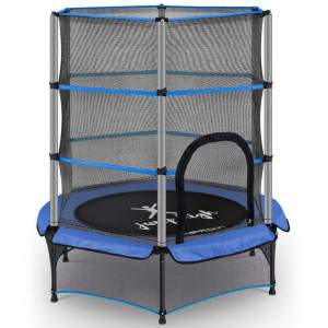 Trampolina dla dzieci z siatką zabezpieczającą do 50 kg śr. 140 cm niebiesk