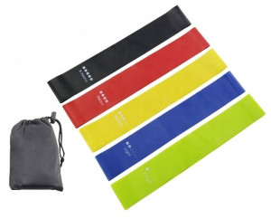 Zestaw 5 GUM DO ĆWICZEŃ MINI BAND w woreczku TAŚMY