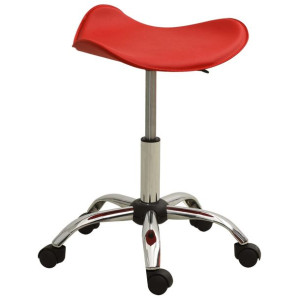 Taboret kosmetyczny, czerwony, sztuczna skóra