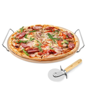 Kamień do pizzy stojak i radełko Konighoffer 33 cm
