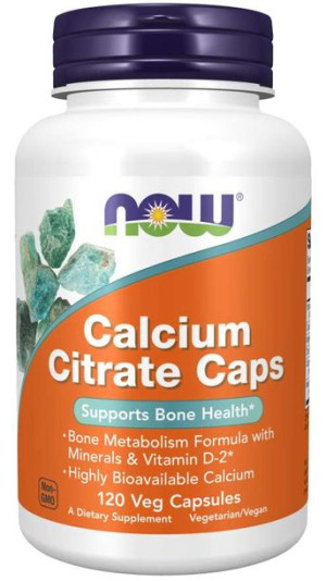 NOW Foods CALCIUM CITRATE CAPS - Cytrynian wapnia - 120 kapsułek