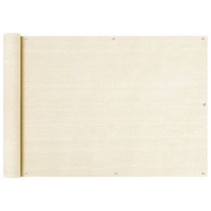 Parawan balkonowy, kremowy, 75x400 cm, HDPE