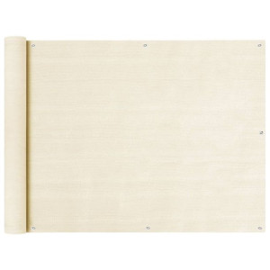Parawan balkonowy, kremowy, 90x600 cm, HDPE