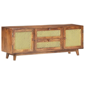 Szafka pod TV, 124x29x45 cm, lite drewno mango