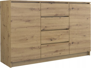 Komoda 2d4s 140cm 4 Szuflady 2 Drzwi Dąb Artisan