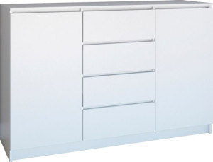 Komoda 2d4s 140cm 4 Szuflady 2 Drzwi Biel Mat