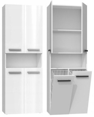 Szafka Łazienkowa Kosze Nel Dk 2k 60cm Biel Połysk