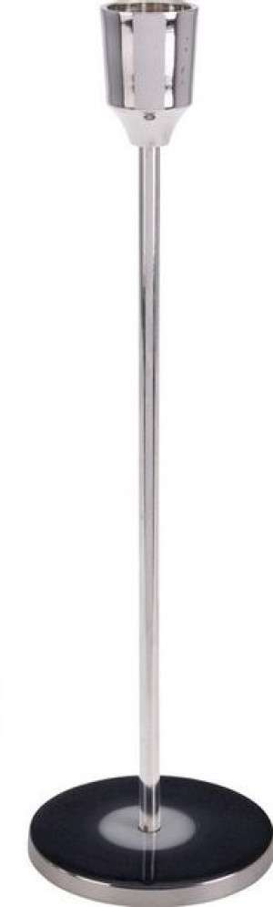 Świecznik metalowy srebrny z podstawa w kolorze ciemno szarym 25cm