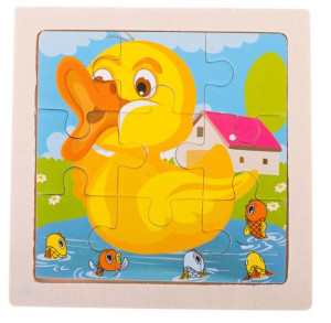 Puzzle drewniane układanka kaczka 9 el. 11x11 cm