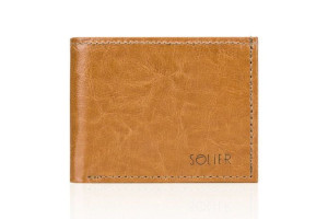 Elegancki skórzany męski portfel SOLIER SW06 camel