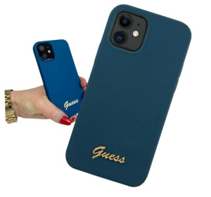 Guess Metal Logo Script Iphone 12 Mini - Blue