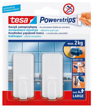 Haczyk Samoprzylepny Biały Max.2kg Tesa 2szt/opak