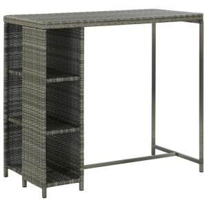 Stolik barowy z półką, szary, 120x60x110 cm, polirattan