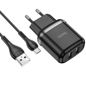 Ładowarka Sieciowa 2,4A 2xUSB + Kabel 1m Micro USB Hoco N4 Smart Dual USB c