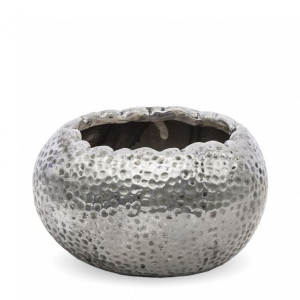 Osłonka Na Doniczke Srebrna Kamionka 8,5x13x10,5cm