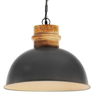 Industrialna lampa wisząca, szara, okrągła, 42 cm, E27, mango