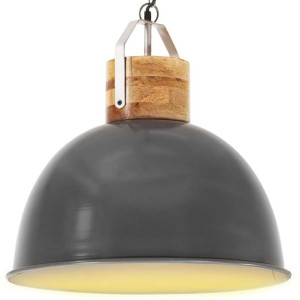 Industrialna lampa wisząca, szara, okrągła, 51 cm, E27, mango
