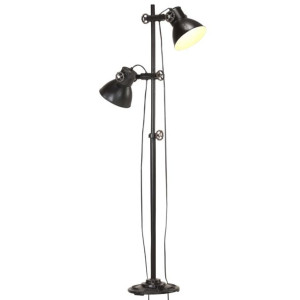 Lampa podłogowa z 2 kloszami, czarna, E27, żeliwo
