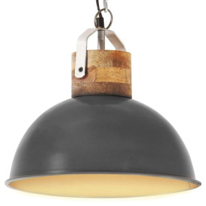 Industrialna lampa wisząca, szara, okrągła, 32 cm, E27, mango