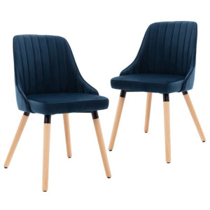 Krzesła stołowe, 2 szt., niebieskie, aksamitne