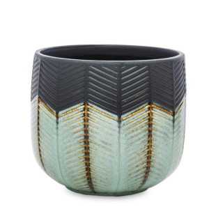 Osłonka doniczka ceramiczna niebieska H: 13.5cm