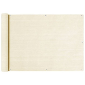 Parawan balkonowy, kremowy, 75x500 cm, HDPE