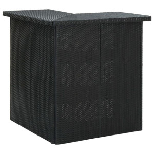 Narożny stolik barowy, czarny, 100x50x105 cm, rattan PE