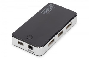 Digitus HUB/Koncentrator 7-portowy USB 2.0 HighSpeed, aktywny, czarno-srebr