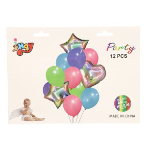 Zestaw Balonów Serca Gwiazdki 12szt