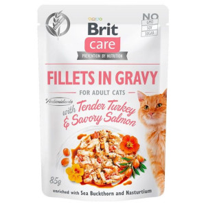 Brit Care Cat Fillets in Gravy Tender Turkey & Savory Salmon & Fileciki z I