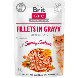 Brit Care Cat Fillets in Gravy Savory Salmon Fileciki z Łososia w Sosie Mok