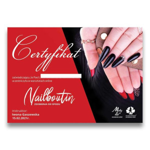 Certyfikat ze szkolenia online Nailboutin - wersja pdf