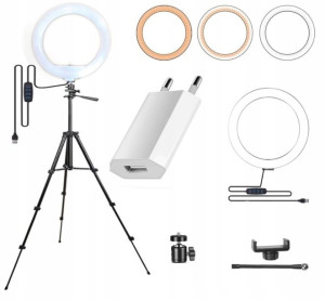 Lampa pierścieniowa LED STATYW Foto Wizaż 10 CALI Tripod