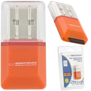 CZYTNIK KART PAMIĘCI micro SD SDHC Pendrive USB Pomarańczowy