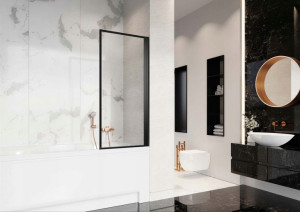 Parawan Nes Black PNJ I Frame 90x150 RADAWAY Prawy