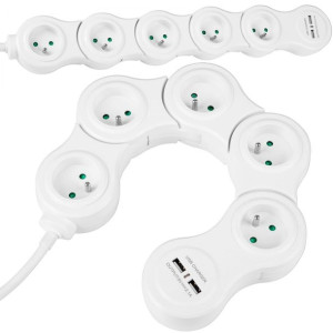 Listwa Zasilająca Przedłużacz 5 Gniazd 2xusb 1,5m Snake