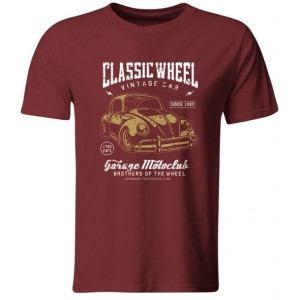 Koszulka Classic Wheels Motoryzacyjna Burgundowa Roz. L