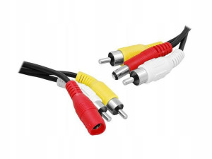 Kabel Do Kamer 15m 2xSygnał 1x zasilanie 2xRCA +DC