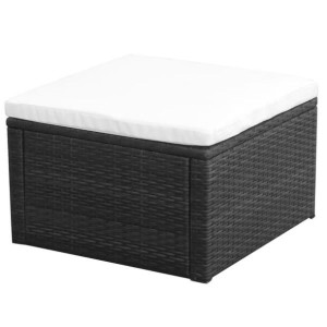 Puf 53 x 53 x 30 cm, polirattanowy, czarny