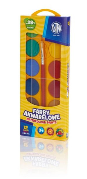 Farby akwarelowe 12 kolorów 30mm  ASTRA