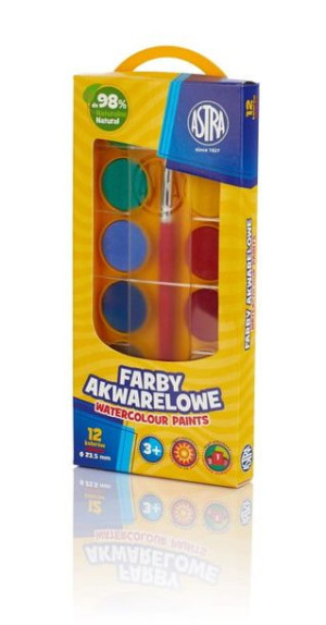 Farby akwarelowe 12 kolorów 23,5mm ASTRA
