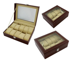 CA14D Pudełko etui na 10 zegarków brown