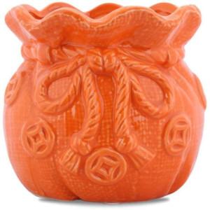 Wazonik Sakiewka Pomarańczowy Ozdoba Ceramiczna Wazon