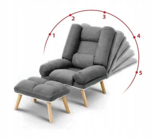 Personalizowany Fotel Uszak Skandynawski + Hocker